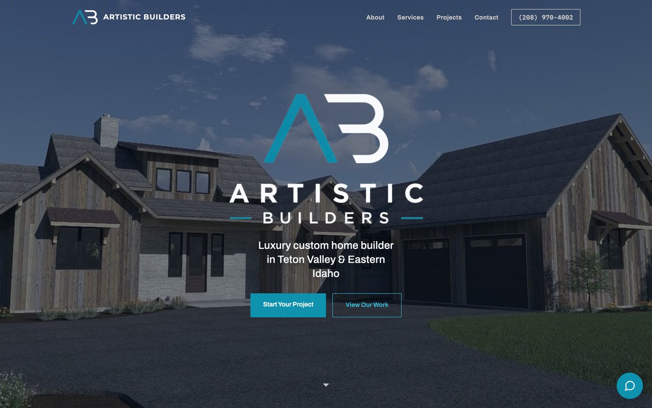 Artistic Builders website, designed by South Fork Web